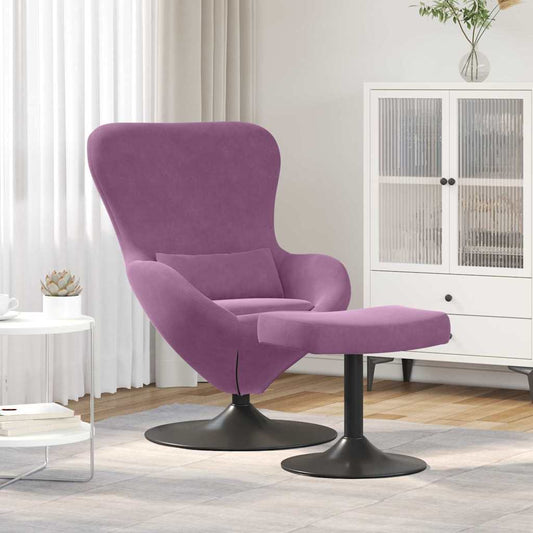 Egg Chair with Footstool Purple 63 x 73 x 90 cm Velvet
