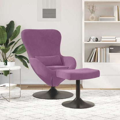 Egg Chair with Footstool Purple 63 x 73 x 90 cm Velvet