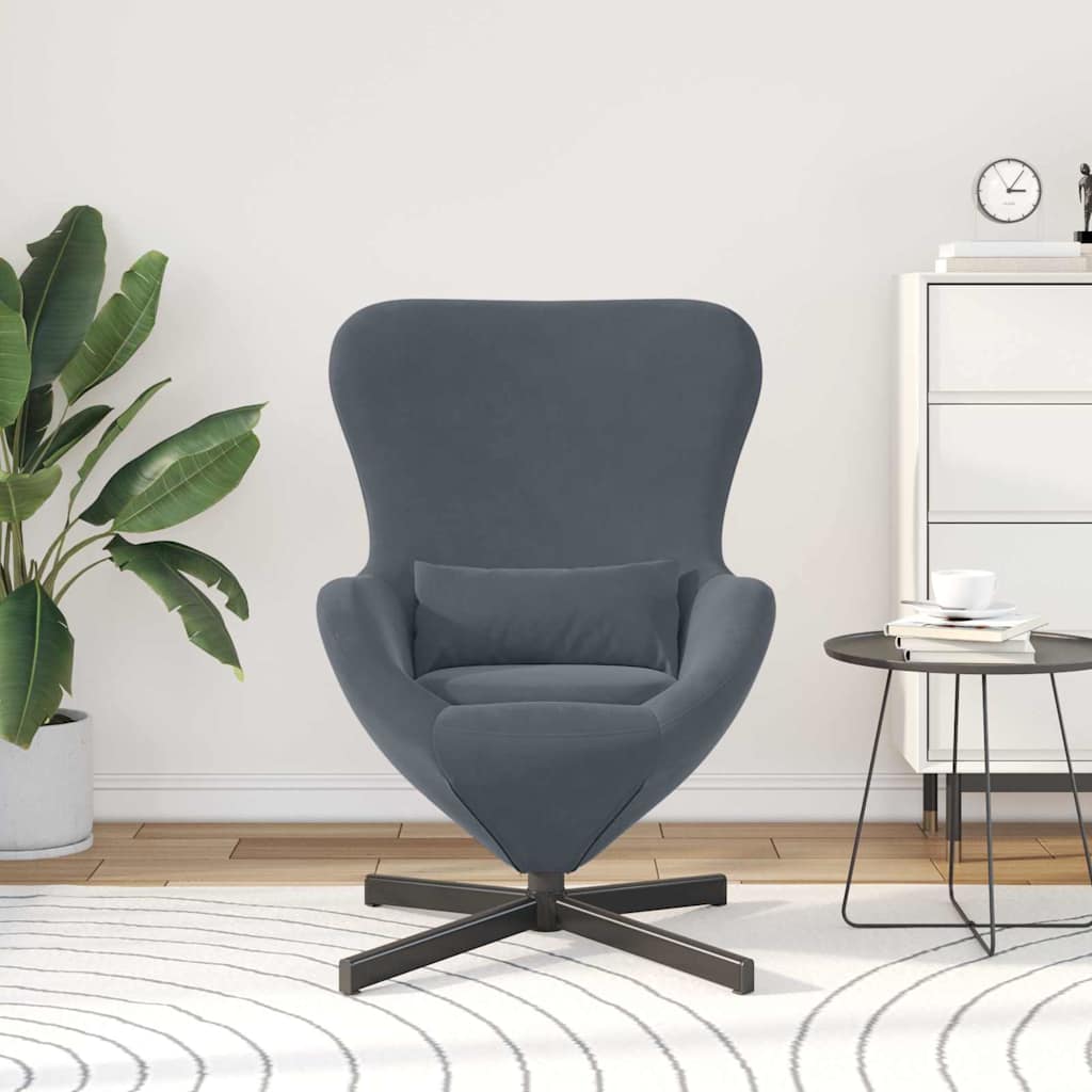 Egg Chair Dark Grey 63 x 73 x 90 cm Velvet