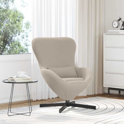 Egg Chair Light grey 63 x 73 x 90 cm Curly Wool-like Fabric