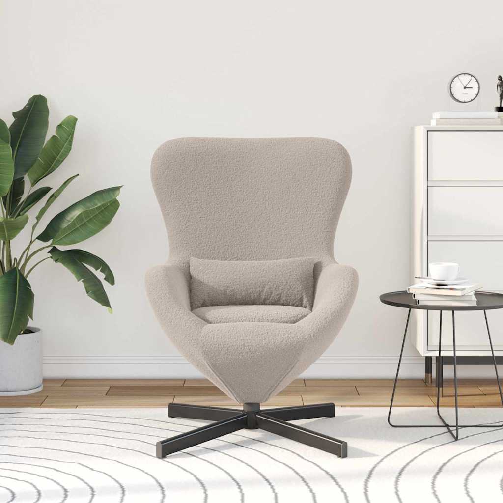 Egg Chair Light grey 63 x 73 x 90 cm Curly Wool-like Fabric