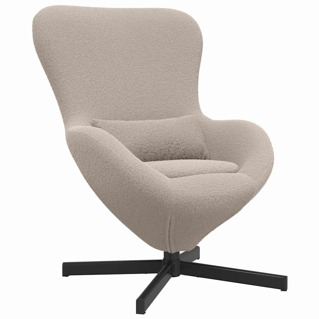 Egg Chair Light grey 63 x 73 x 90 cm Curly Wool-like Fabric