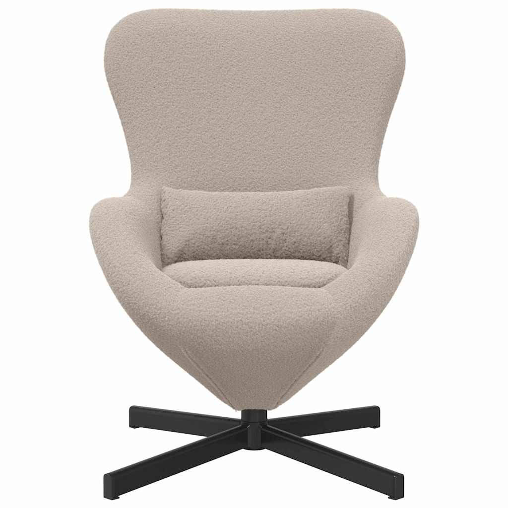 Egg Chair Light grey 63 x 73 x 90 cm Curly Wool-like Fabric