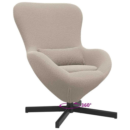 Egg Chair Light grey 63 x 73 x 90 cm Curly Wool-like Fabric