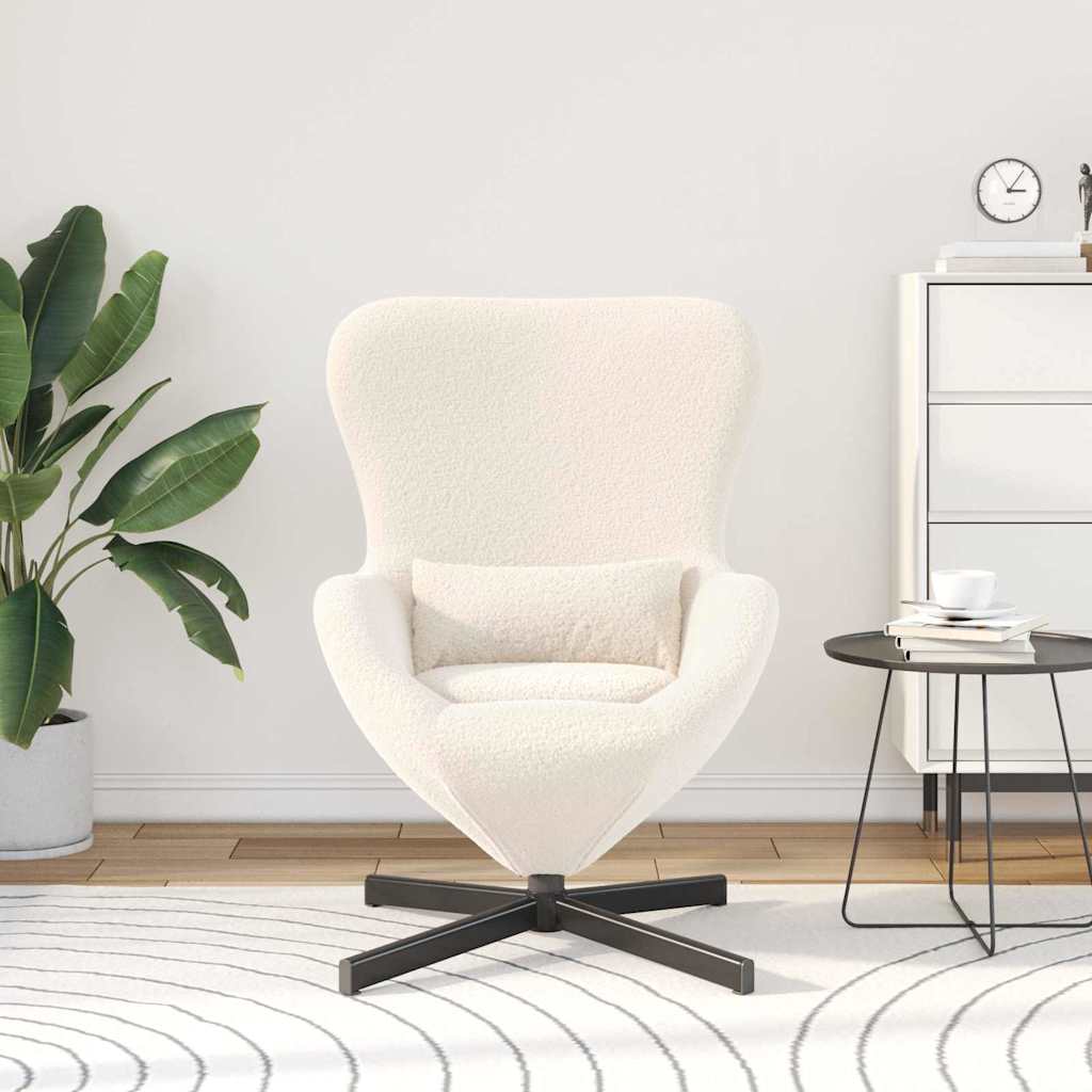 Egg Chair Cream 63 x 73 x 90 cm Curly Wool-like Fabric