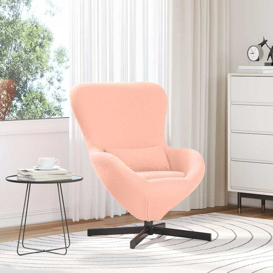 Egg Chair Pink 63 x 73 x 90 cm Curly Wool-like Fabric