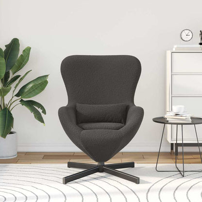 Egg Chair Dark grey 63 x 73 x 90 cm Curly Wool-like Fabric