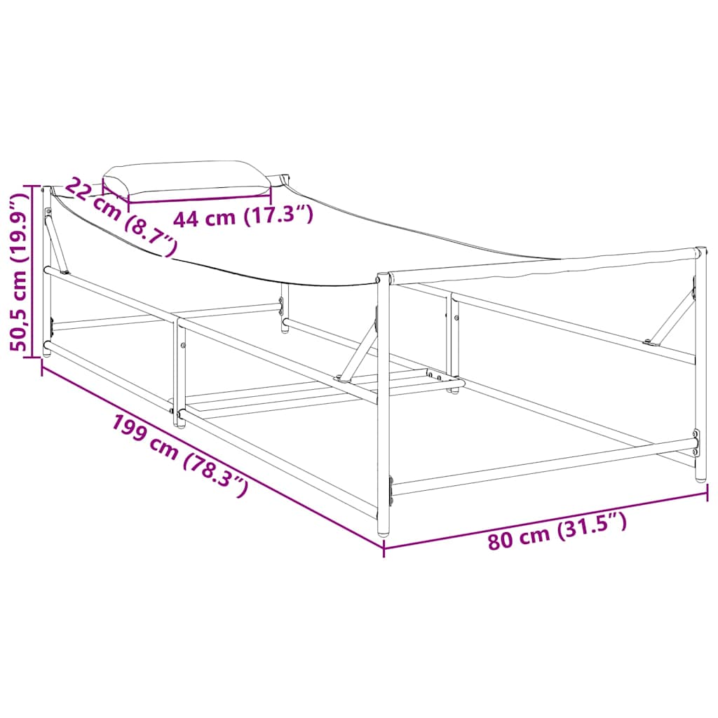 Sunbed Anthracite 200 x 74 x 73 cm Textilene and Steel