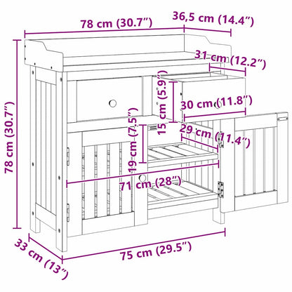 Garden Cabinet with Drawer with Storage Brown 78 x 36.5 x 78cm