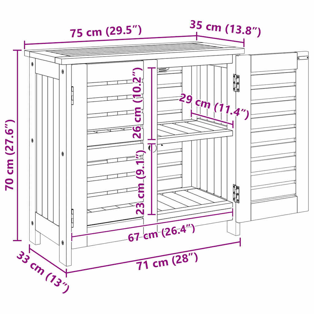 Garden Cabinet with Storage with Door Brown 75 x 35 x 70cm