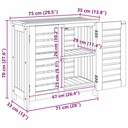 Garden Cabinet with Storage with Door Brown 75 x 35 x 70cm