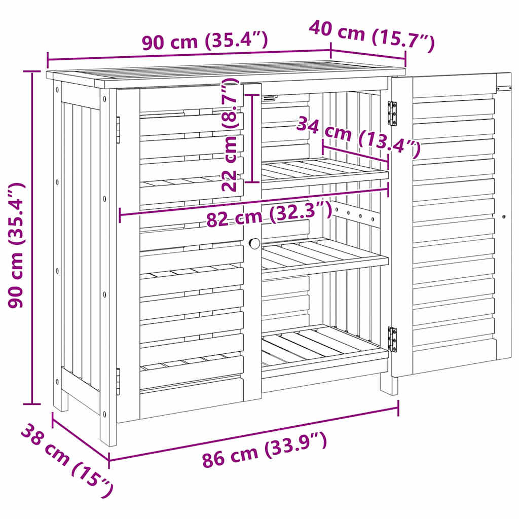 Garden Cabinet with Storage with Door Brown 90 x 40 x 90cm