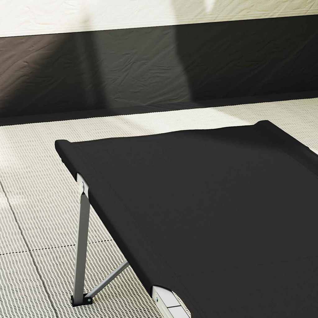 Folding Camping Bed Manual Black 62 x 194 x 42 cm Oxford fabric
