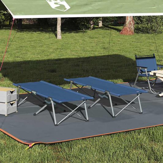 Folding Camping Bed 2 pcs Blue 62 x 194 x 42 cm Oxford fabric