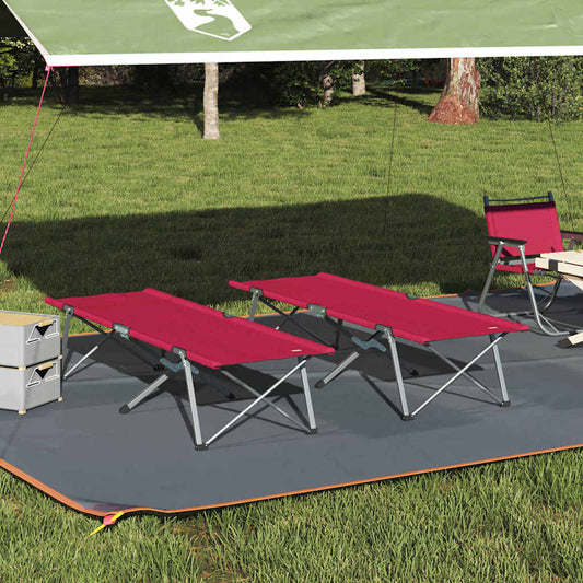 Folding Camping Bed 2 pcs Red 62 x 194 x 42 cm Oxford fabric