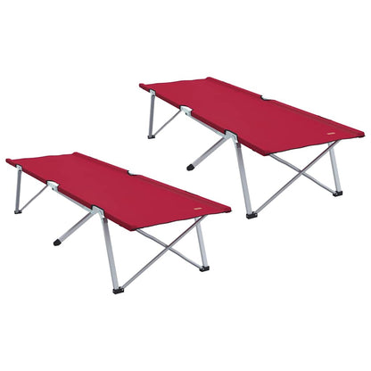 Folding Camping Bed 2 pcs Red 62 x 194 x 42 cm Oxford fabric