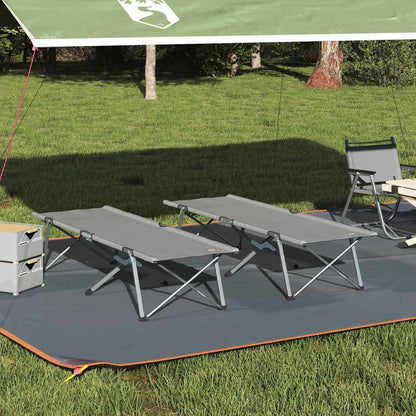 Folding Camping Bed 2 pcs Grey 62 x 194 x 42 cm Oxford fabric