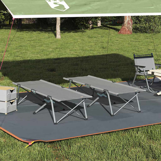 Folding Camping Bed 2 pcs Grey 62 x 194 x 42 cm Oxford fabric