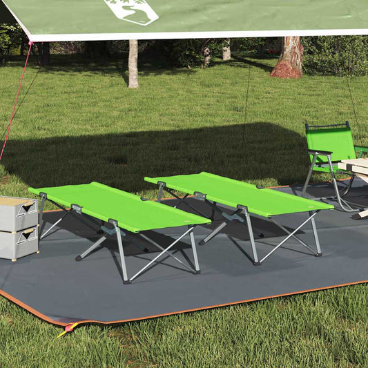 Folding Camping Bed Folding 2 pcs Dark green 62 x 194 x 42 cm