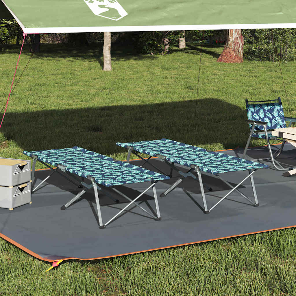 Folding Camping Bed Folding 2 pcs Leaf pattern 62 x 194 x 42 cm