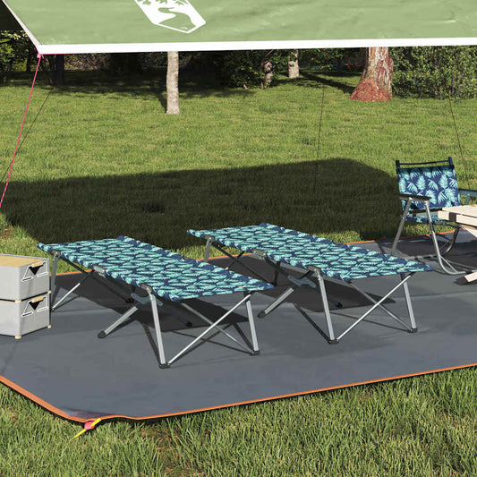 Folding Camping Bed Folding 2 pcs Leaf pattern 62 x 194 x 42 cm