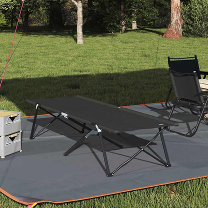 Folding Camping Bed Manual Black 206 x 76 x 74 cm Oxford fabric