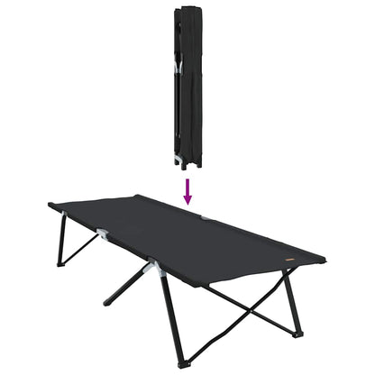 Folding Camping Bed Manual Black 206 x 76 x 74 cm Oxford fabric