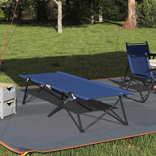Folding Camping Bed 2 pcs Blue 206 x 76 x 74 cm Oxford fabric