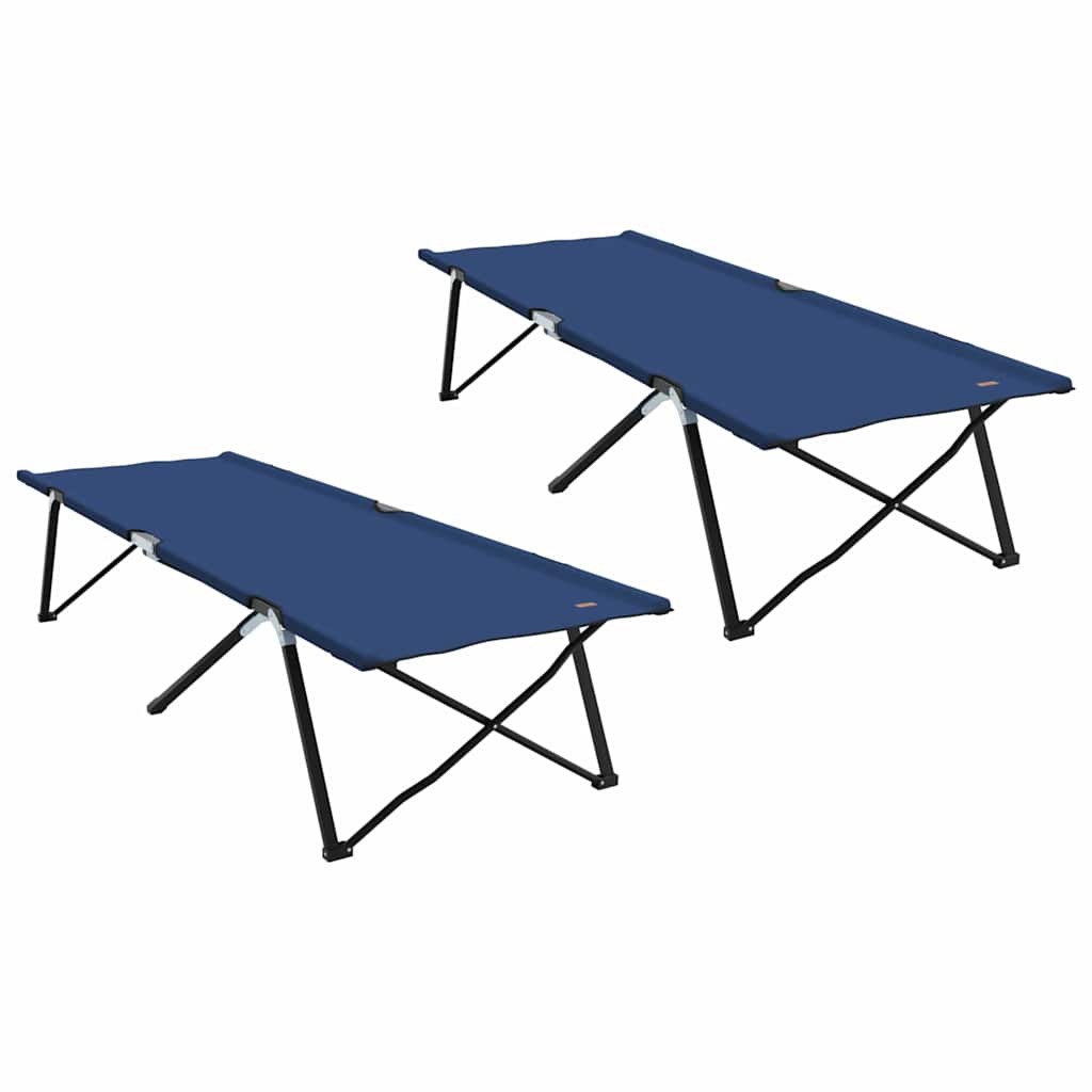 Folding Camping Bed 2 pcs Blue 206 x 76 x 74 cm Oxford fabric