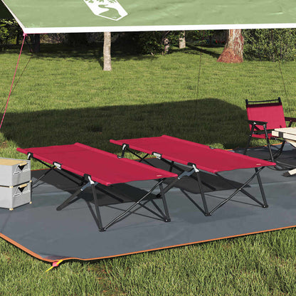 Folding Camping Bed 2 pcs Red 206 x 76 x 74 cm Oxford fabric