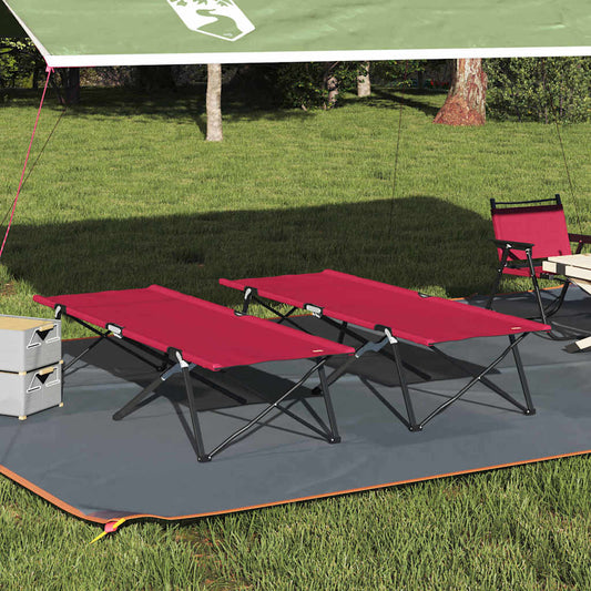 Folding Camping Bed 2 pcs Red 206 x 76 x 74 cm Oxford fabric