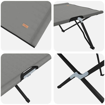 Folding Camping Bed 2 pcs Grey 206 x 76 x 74 cm Oxford fabric