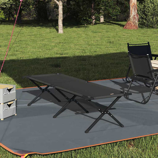 Folding Camping Bed Folding Manual Black Oxford fabric