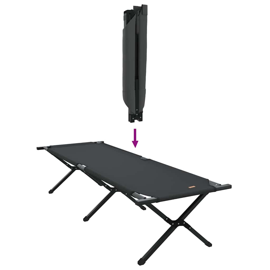 Folding Camping Bed Folding Manual Black Oxford fabric