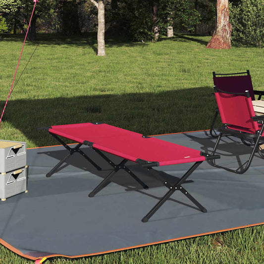 Folding Camping Bed Folding Manual Red Oxford fabric