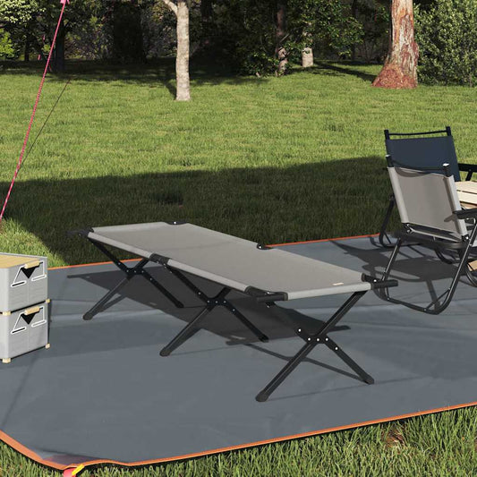 Folding Camping Bed Folding Manual Grey Oxford fabric