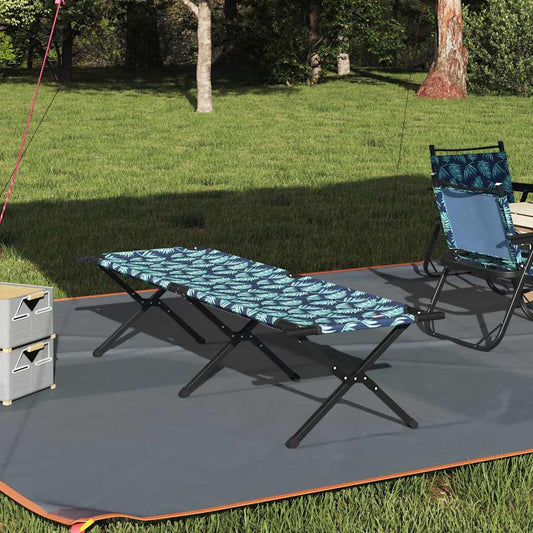 Folding Camping Bed Folding Manual Leaf pattern Oxford fabric