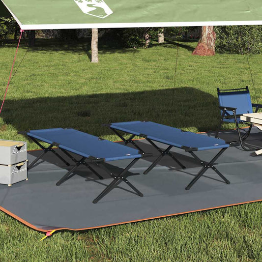Folding Camping Bed Folding Manual Blue Oxford fabric