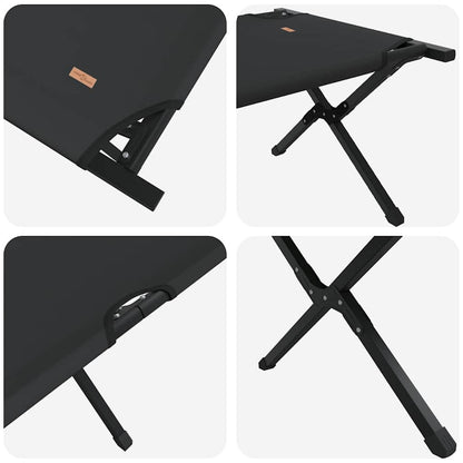 Folding Camping Bed Folding Manual Black Oxford fabric