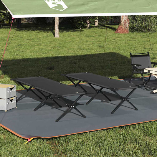 Folding Camping Bed Folding Manual Black Oxford fabric
