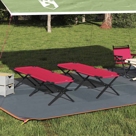 Folding Camping Bed Folding Manual Red Oxford fabric