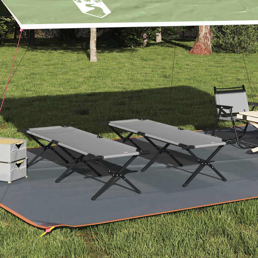 Folding Camping Bed Folding Manual Grey Oxford fabric