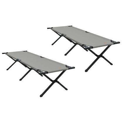 Folding Camping Bed Folding Manual Grey Oxford fabric