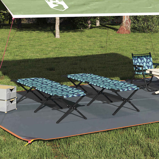 Folding Camping Bed Folding Manual Leaf pattern Oxford fabric