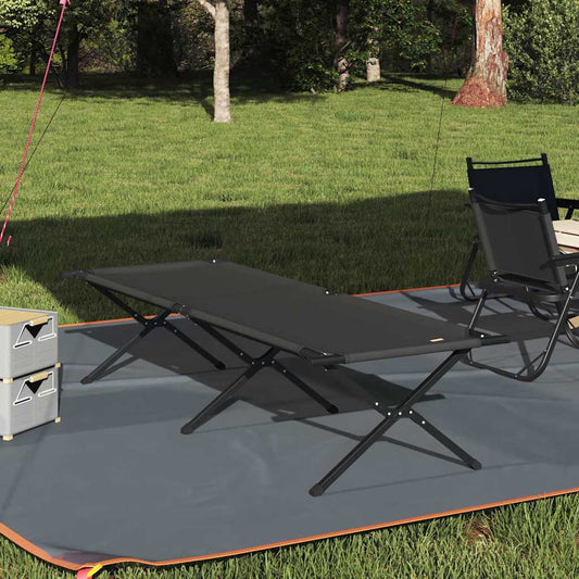 Folding Camping Bed Folding Manual Black Oxford fabric