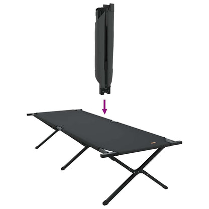 Folding Camping Bed Folding Manual Black Oxford fabric