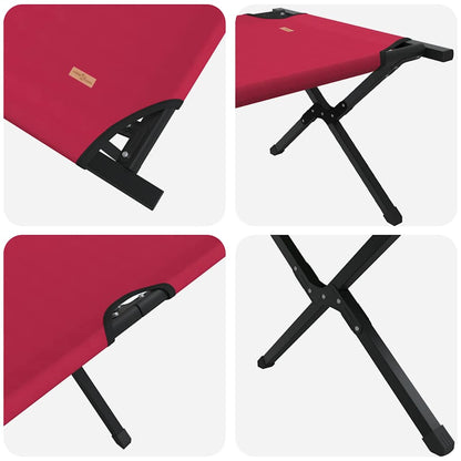 Folding Camping Bed Folding Manual Red Oxford fabric