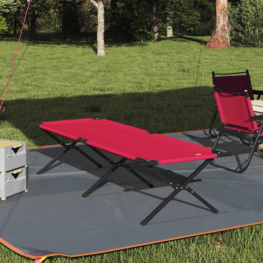 Folding Camping Bed Folding Manual Red Oxford fabric