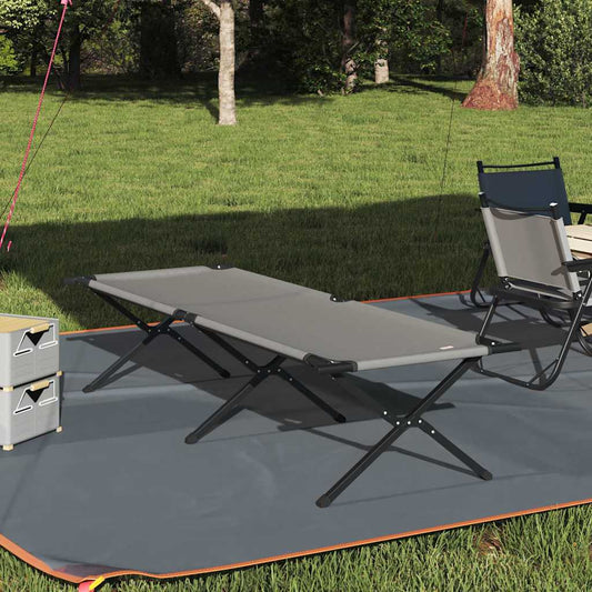 Folding Camping Bed Folding Manual Grey Oxford fabric