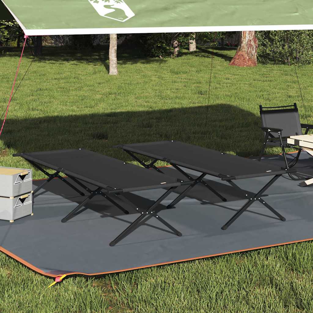 Folding Camping Bed Folding Manual Black Oxford fabric